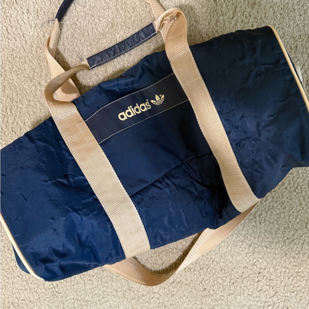 adidas Navy and Tan Duffel Bag